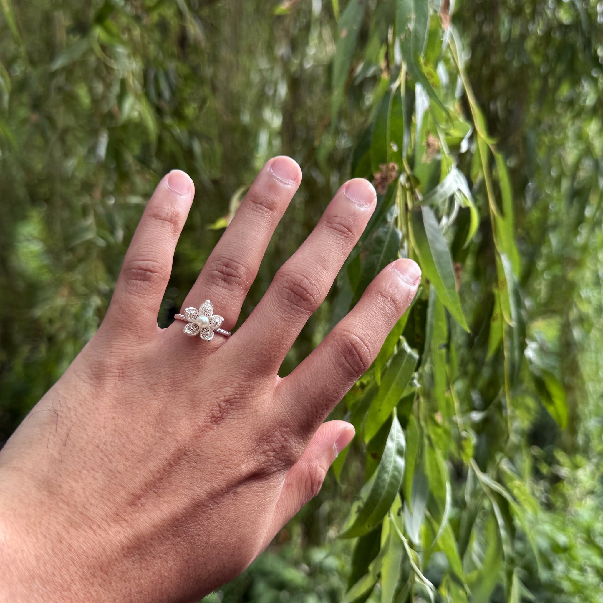 Half Spiral Jasminum Recycled Silver Filigree Ring